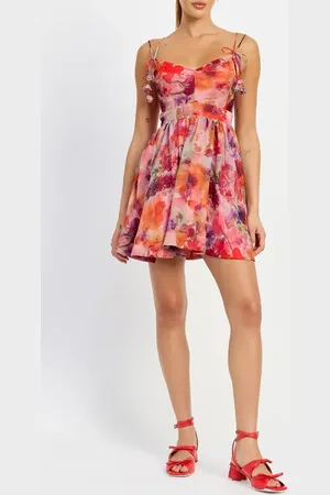 En Saison Magnolia Floral Tie Strap Minidress in at Nordstrom, Size X-Small