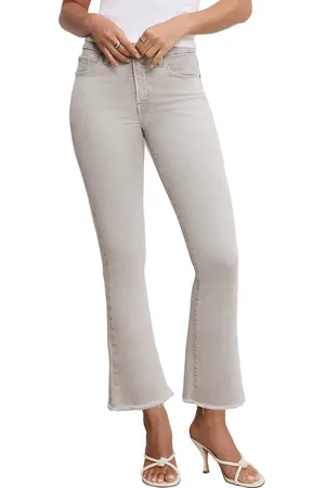 GOOD AMERICAN Soft-Tech Good Legs Frayed Crop Mini Bootcut Jeans in at Nordstrom, Size 15
