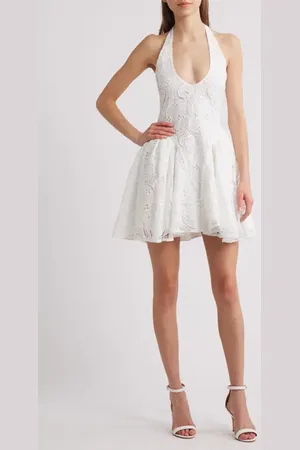 Delfi Hera Eyelet Halter Minidress in at Nordstrom, Size X-Small