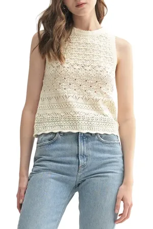 ALL IN FAVOR Mixed Stitch Cotton Sweater Tank in at Nordstrom, Size X-Large