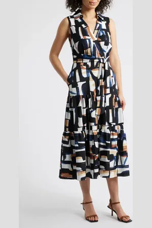 Tahari ASL Sleeveless Tie Waist Shirtdress in at Nordstrom, Size 4