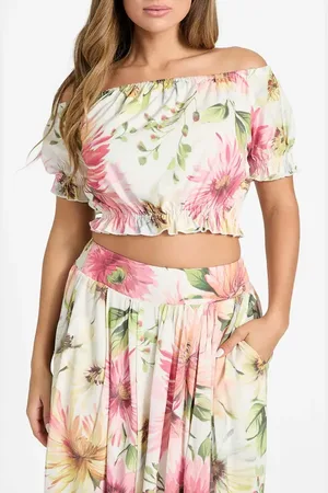 Guess Elodie Off the Shoulder Crop Top in at Nordstrom, Size Medium