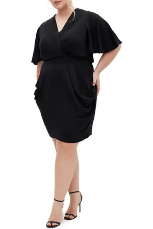 City Chic Braelynn Flutter Sleeve Dress in at Nordstrom, Size Xl