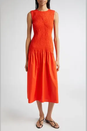 Reiss Annabel Smocked Drop-Waist Cotton Dress in at Nordstrom, Size 6 Us