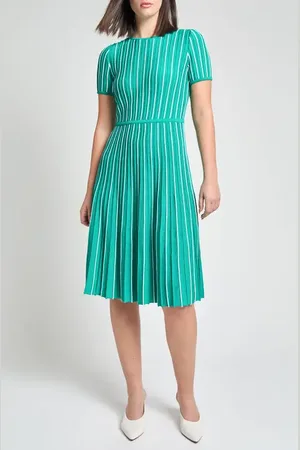 Ming Wang Modern Fit Stripe A-Line Knit Dress in at Nordstrom, Size Small