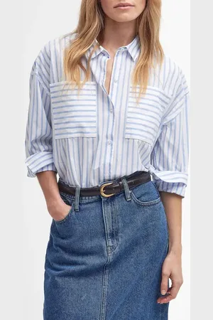Barbour Nicola Stripe Cotton Button-Up Tunic in at Nordstrom, Size 4 Us