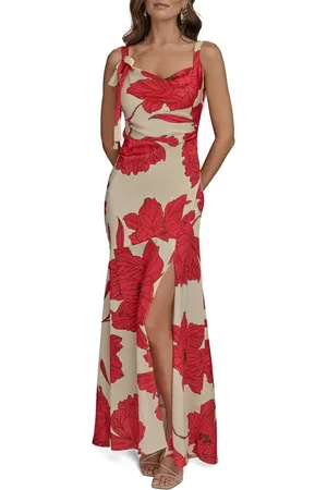 Donna Karan Floral Cowl Neck Satin Gown in at Nordstrom, Size 4