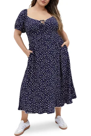 City Chic Dress Sky Floral Midi Dress in at Nordstrom