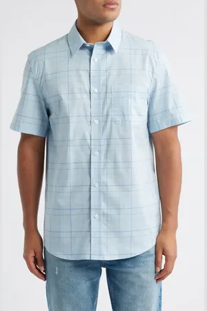 Pendleton Academy Check Pima Cotton Short Sleeve Button-Up Shirt in at Nordstrom, Size Medium
