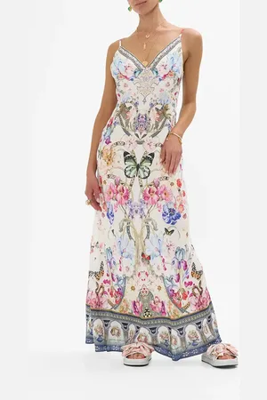 Camilla V Neck Full Length Bias Slip Dress at Nordstrom, Size Large Au