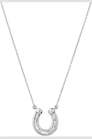 Adina Reyter Baguette Diamond Horseshoe Pendant Necklace in at Nordstrom, Size 16