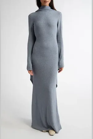 Totême Cape Overlay Long Sleeve Silk Knit Dress in at Nordstrom, Size Medium