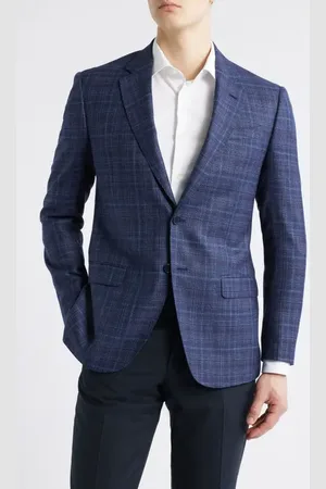 Emporio Armani Plaid Wool & Silk Blend Sport Coat at Nordstrom, Size 38 Us