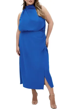 City Chic Limelight Halter Neck Midi Dress in at Nordstrom, Size Xxl