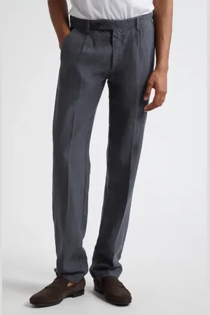 MASSIMO ALBA Ionio2 Pleated Linen Canvas Dress Pants in at Nordstrom, Size 34 Us