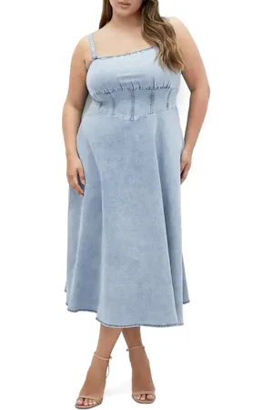 City Chic Corset Denim Sundress in at Nordstrom