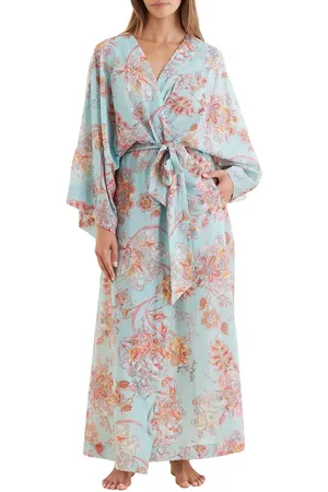 Papinelle Coco Floral Cotton & Silk Robe in at Nordstrom, Size Medium