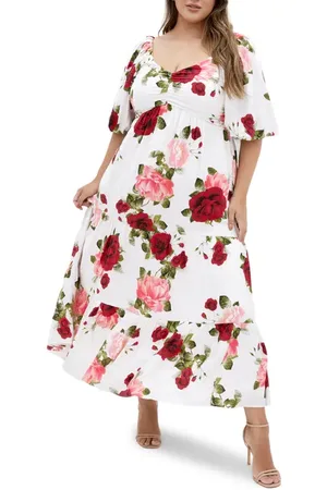 City Chic Mindy Print Puff Sleeve Dress in at Nordstrom