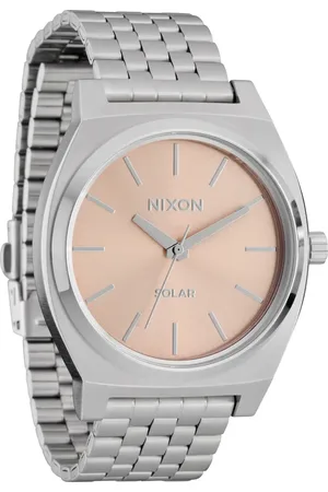 Nixon Time Teller Solar Bracelet Watch, 40mm in Silver /Salmon at Nordstrom