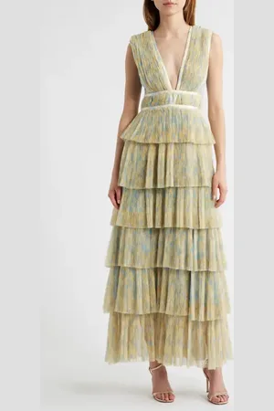 Hutch Plunge Neck Tiered Tulle Dress in at Nordstrom, Size 14