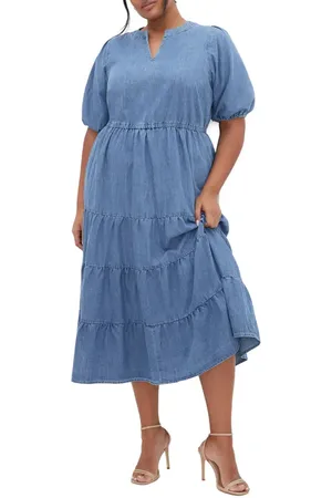 City Chic August Tiered Midi Dress in at Nordstrom