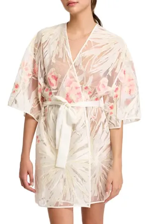 Rya Collection Tamara Embroidered Tie Waist Cover-Up Robe in at Nordstrom, Size X-Large