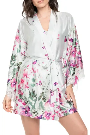 Jonquil Lena Border Print Satin Wrap in at Nordstrom, Size Medium