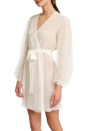 Rya Collection Imitation Pearl Tie Waist Cover-Up Robe in at Nordstrom, Size X-Small