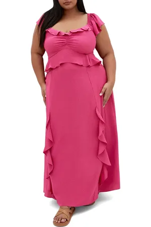 City Chic Frill Ruffle Maxi Dress in at Nordstrom, Size Xl