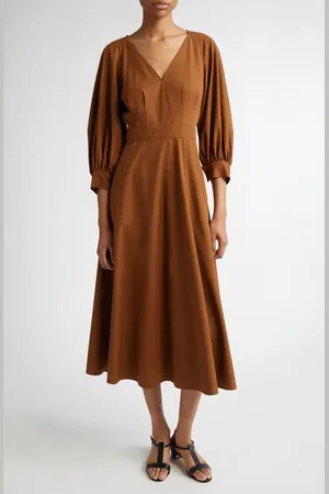 Max Mara Pedaggi Cotton Poplin Fit & Flare Dress in at Nordstrom, Size 16