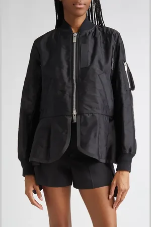 SACAI Quilted Satin Peplum Jacket in at Nordstrom, Size 4