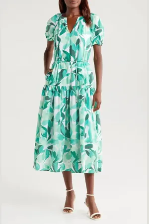 Julia Jordan Floral Tiered Midi Dress in at Nordstrom, Size 4