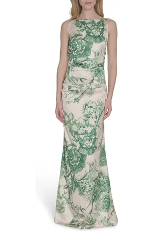 Vince Camuto Floral Ruched Waist Satin Gown in at Nordstrom, Size 0