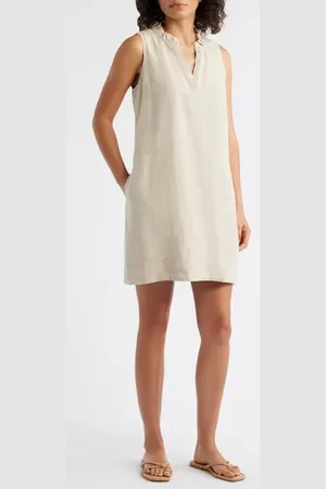 Tommy Bahama Two Palms Double Ruffle Linen Dress in at Nordstrom, Size Large