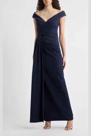 Eliza J Social Portrait Collar Laguna Crepe Gown in at Nordstrom, Size 2