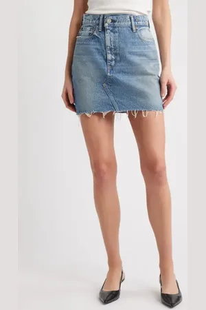 Moussy Thomoston Raw Hem Denim Miniskirt in at Nordstrom, Size 26