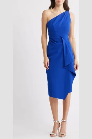 Vince Camuto Laguna One-Shoulder Ruffle Detail Asymmetric Midi Dress in at Nordstrom, Size 0