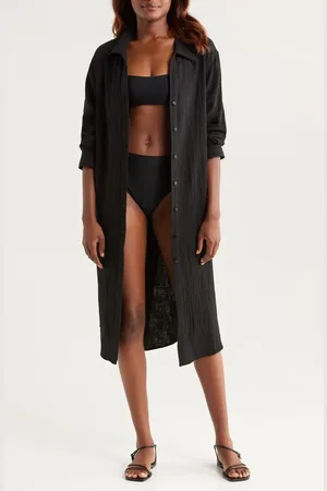 Nordstrom Cotton Gauze Cover-Up Shirtdress in at , Size X-Large