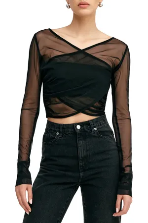 Marcella Britney Mesh Crop Top in at Nordstrom, Size Small