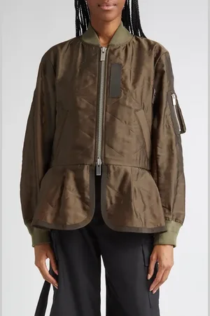 SACAI Quilted Satin Peplum Jacket in at Nordstrom, Size 4