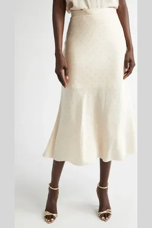 ST. JOHN Crystal Embellished Stretch Satin Midi Skirt in at Nordstrom, Size 4