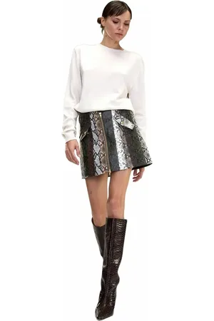 Cynthia Rowley Snake-Embossed Vegan Leather Skirt in at Nordstrom, Size 10