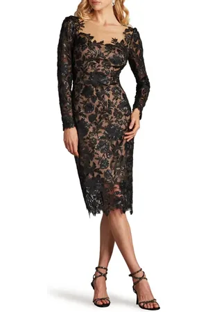 Tadashi Shoji Embroided Lace Long Sleeve Cocktail Dress in at Nordstrom, Size 16