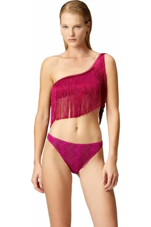 Missoni One-shoulder Zigzag Lam?? Viscose Bikini With Fringes in at Nordstrom, Size 40 It
