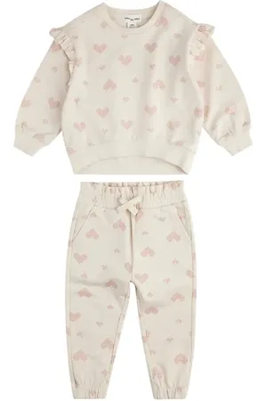 Miles The Label Heart Print Ruffle French Terry Sweatshirt & Joggers Set in at Nordstrom, Size 12M