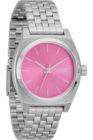 Nixon The Medium Time Teller Bracelet Watch, 31mm in Silver /Pink at Nordstrom