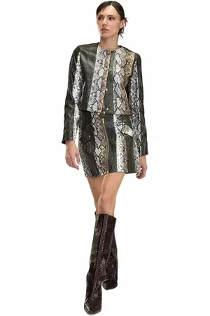 Cynthia Rowley Snake-Embossed Vegan Leather Cropped Jacket in at Nordstrom, Size X-Small