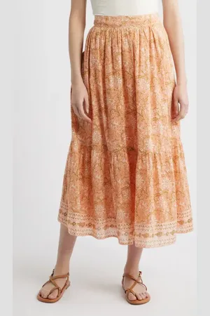 Cleobella Charlene Floral Print Organic Cotton Mulmul Maxi Skirt in at Nordstrom, Size Medium