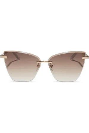 DIFF EYEWEAR Becky V 63mm Oversize Gradient Cat Eye Sunglasses in Gold /Brown Gradient at Nordstrom