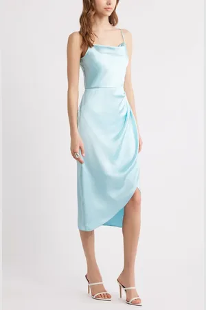 Open Edit Cowl Neck Satin Midi Dress in at Nordstrom, Size X-Large